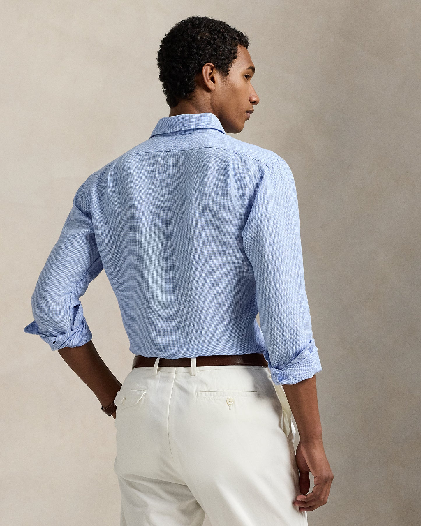 CAMISA CUSTOM FIT DE LINO CABANNA BLUE WHITE