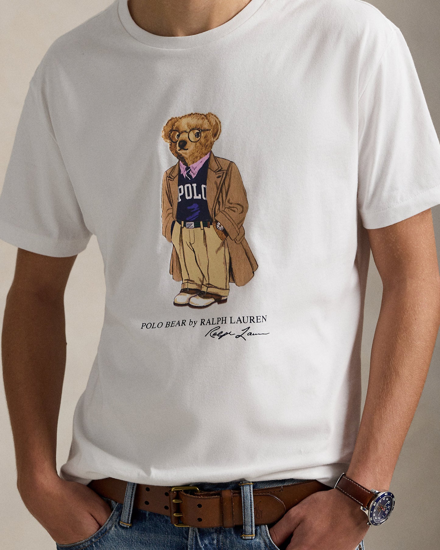 CAMISETA CUSTOM SLIM FIT CON POLO BEAR HERITAGE WHITE
