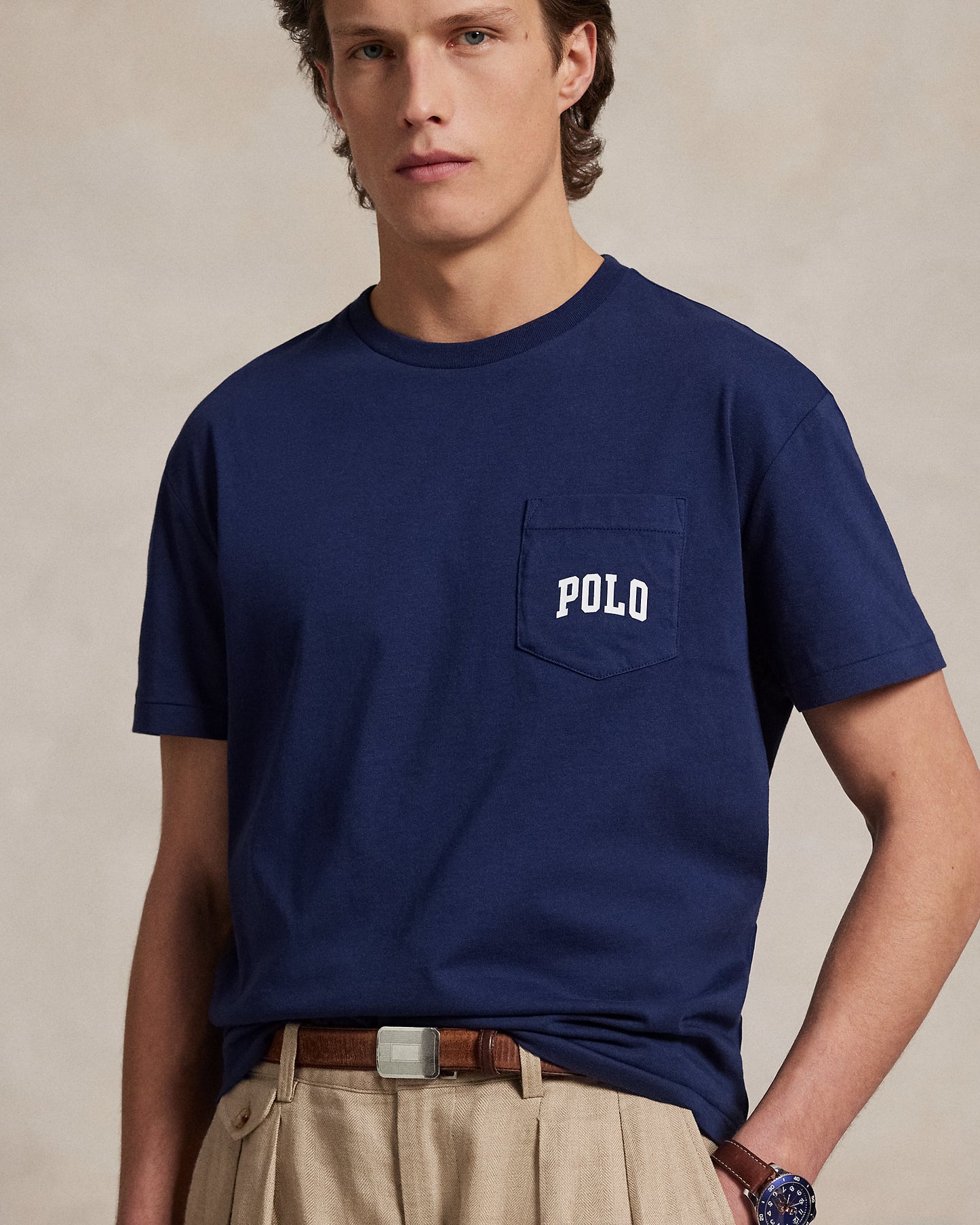 CAMISETA CUSTOM SLIM FIT CON POLO BEAR HERITAGE NAVY