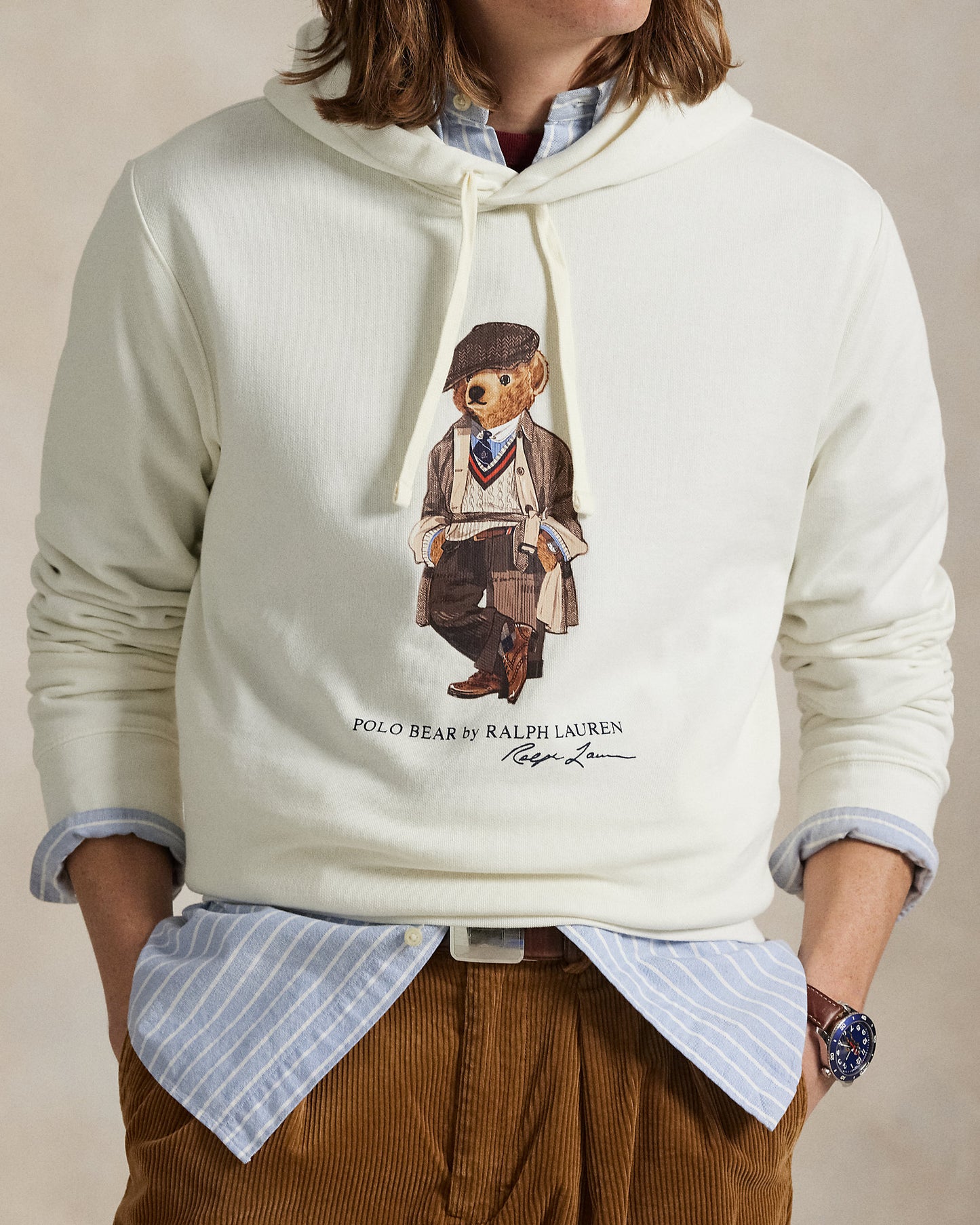 SUDADERA DE FELPA CON CAPUCHA POLO BEAR WHITE