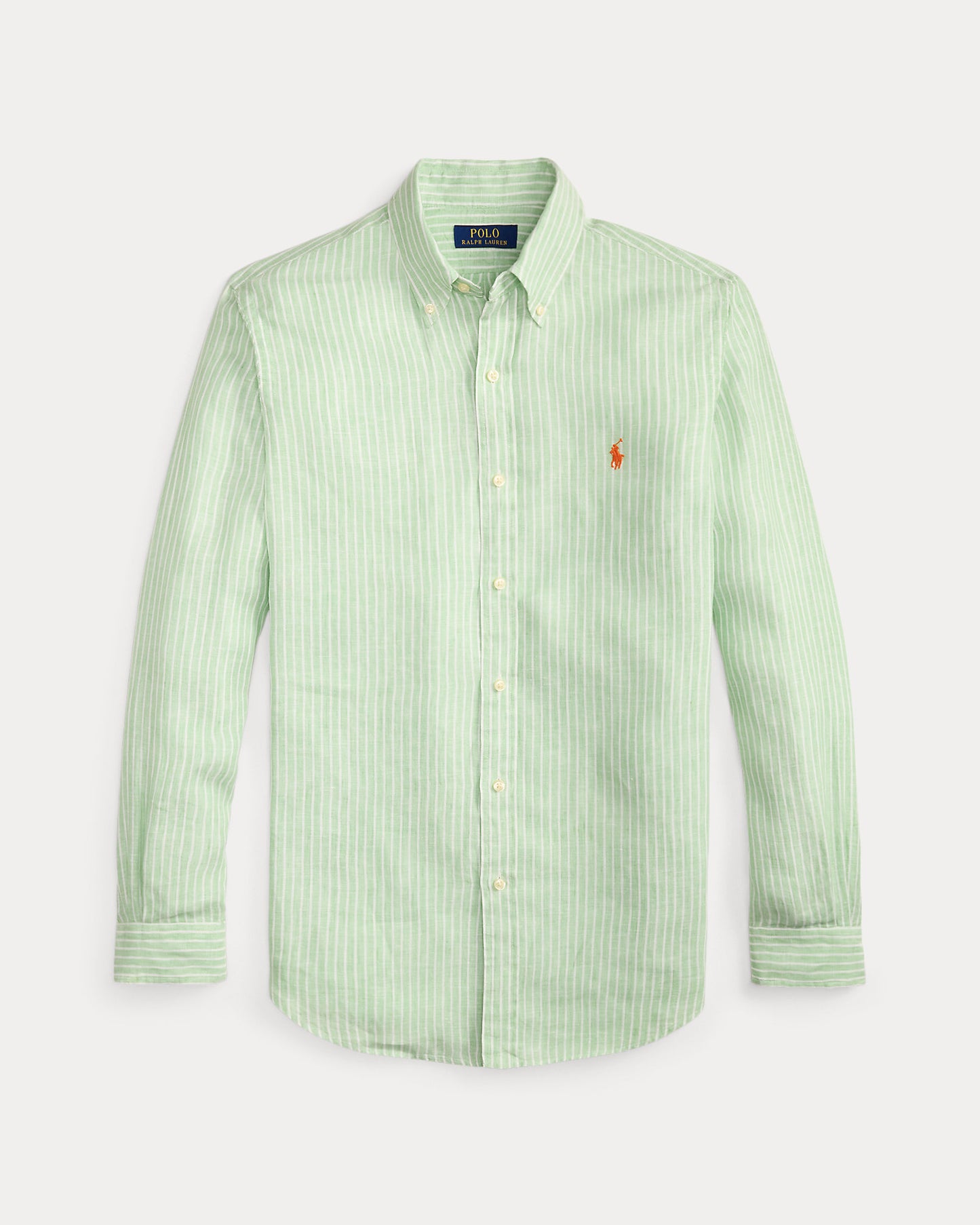 CAMISA DE LINO LIGERO CON RAYAS CUSTOM FIT ESSEX GREEN