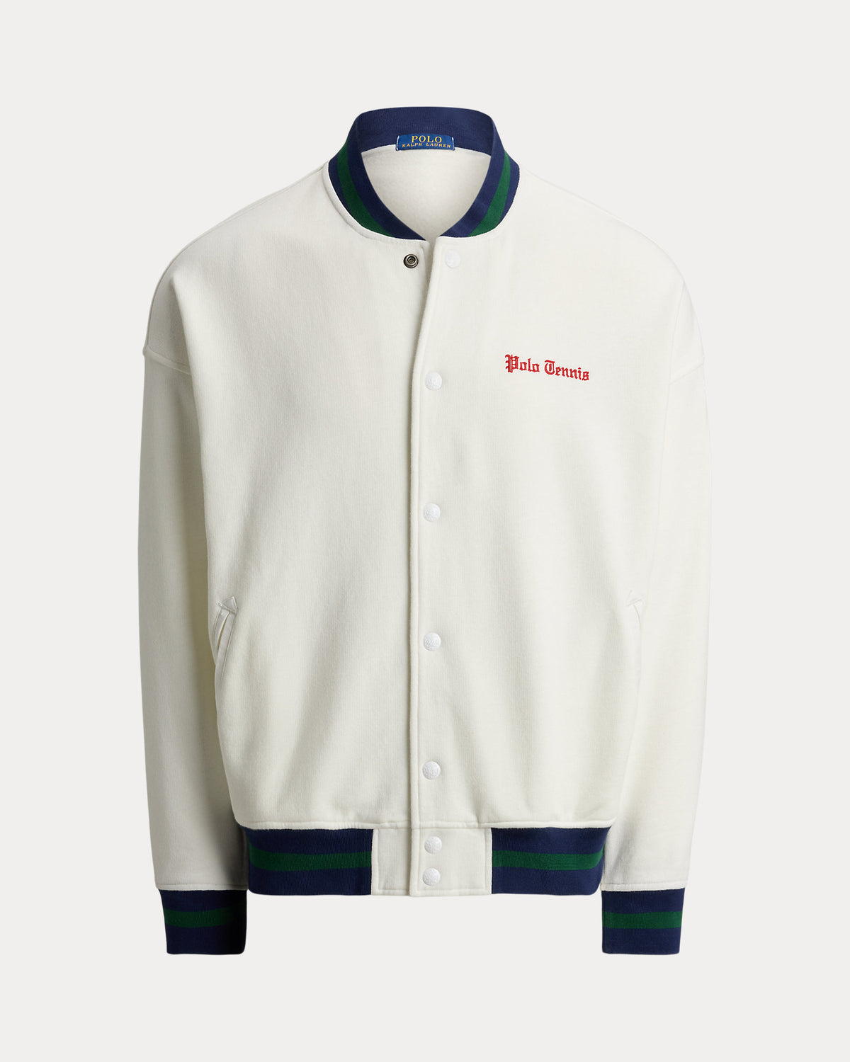 CHAQUETA DE BEISBOL RELAXED FIT DE FELPA WHITE