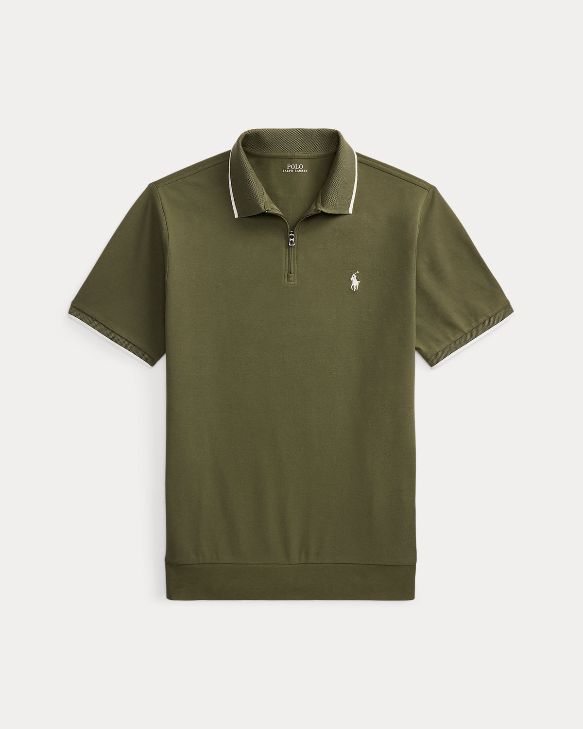 POLO DE PIQUE CLASSIC FIT CON QUARTER-ZIP CRUISE OLIVE