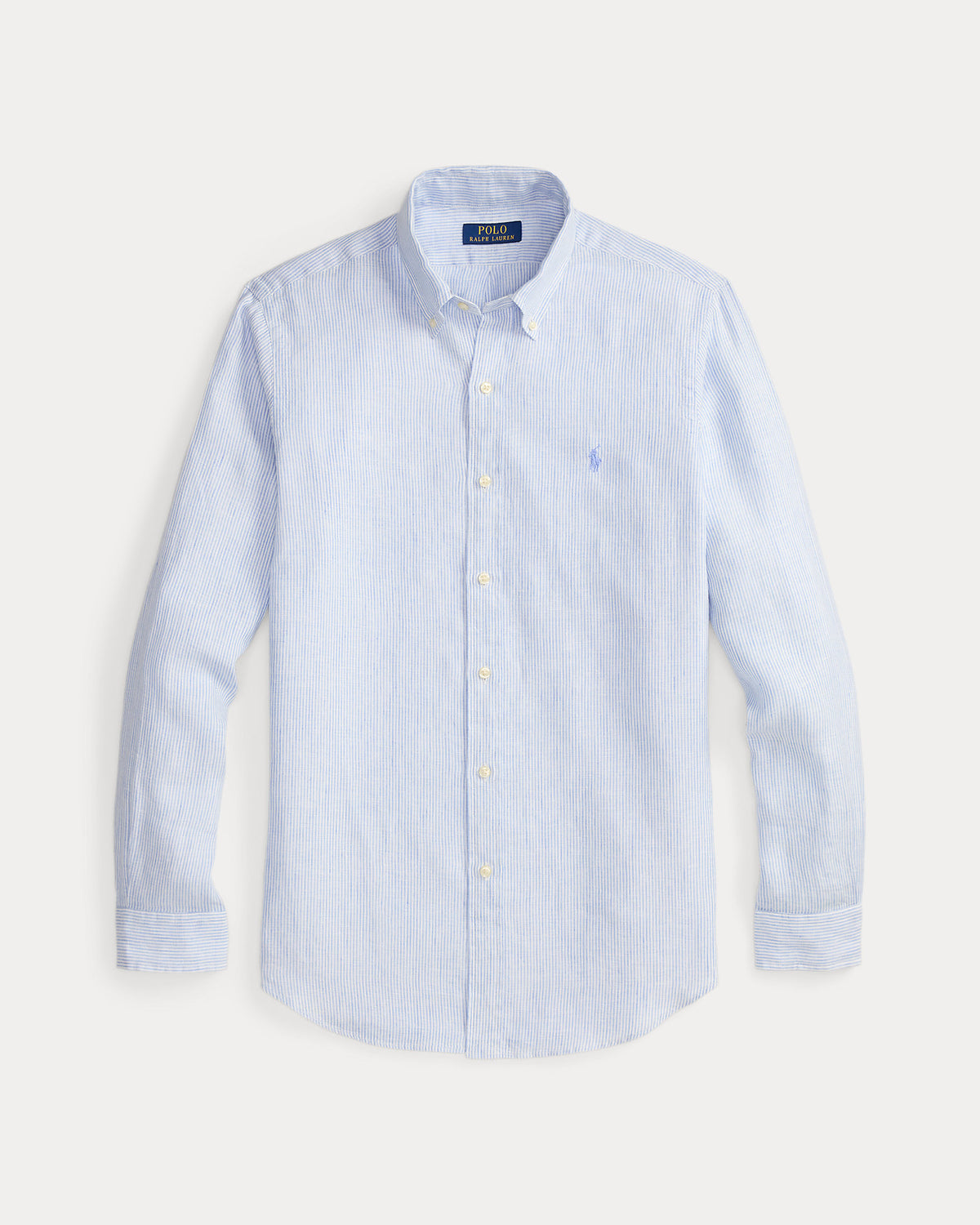 CAMISA DE LINO LIGERO CON FINAS RAYAS CUSTOM FIT CABANA BLUE