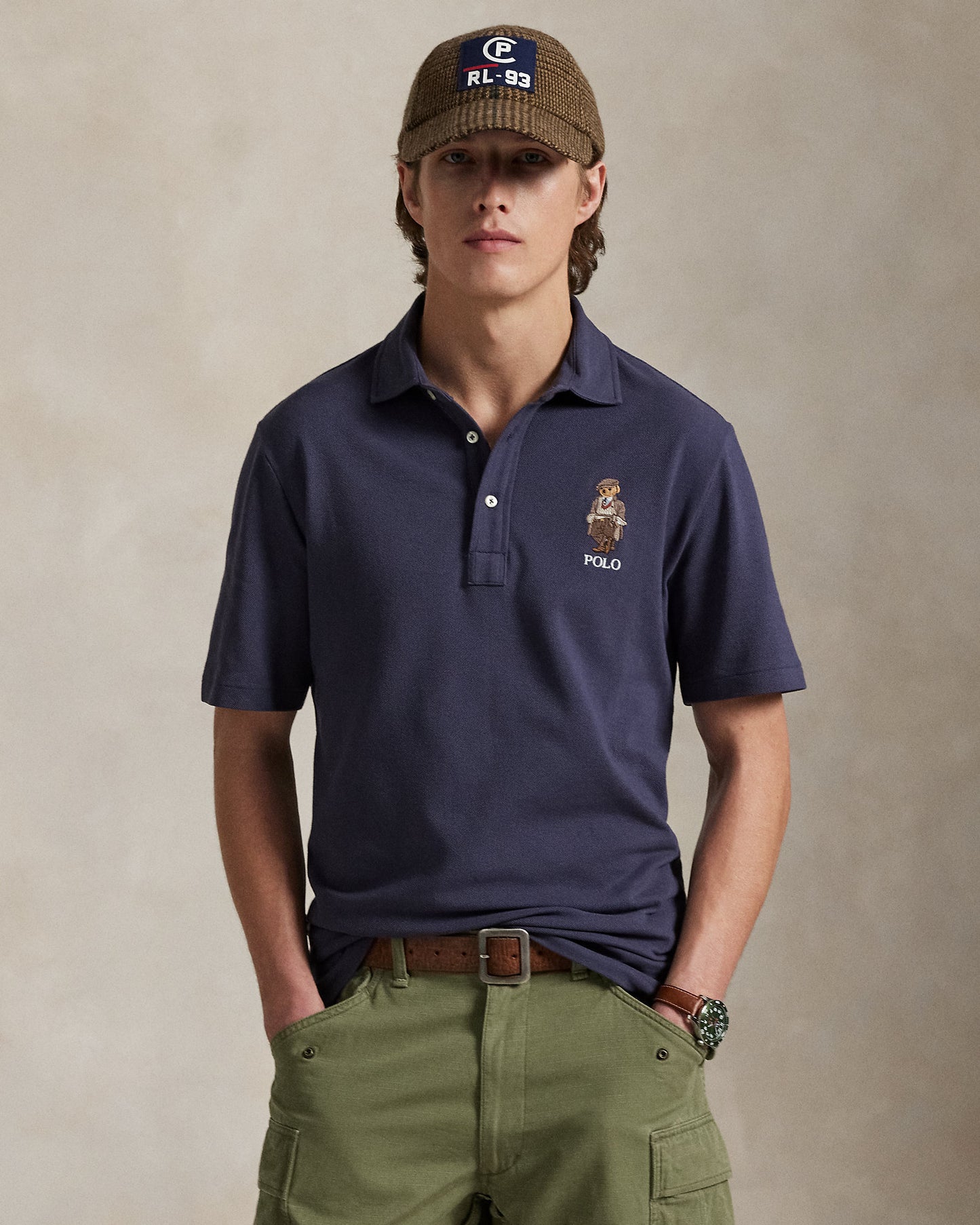 POLO DE PIQUE CUSTOM SLIM FIT CON POLO BEAR FADED BLUE