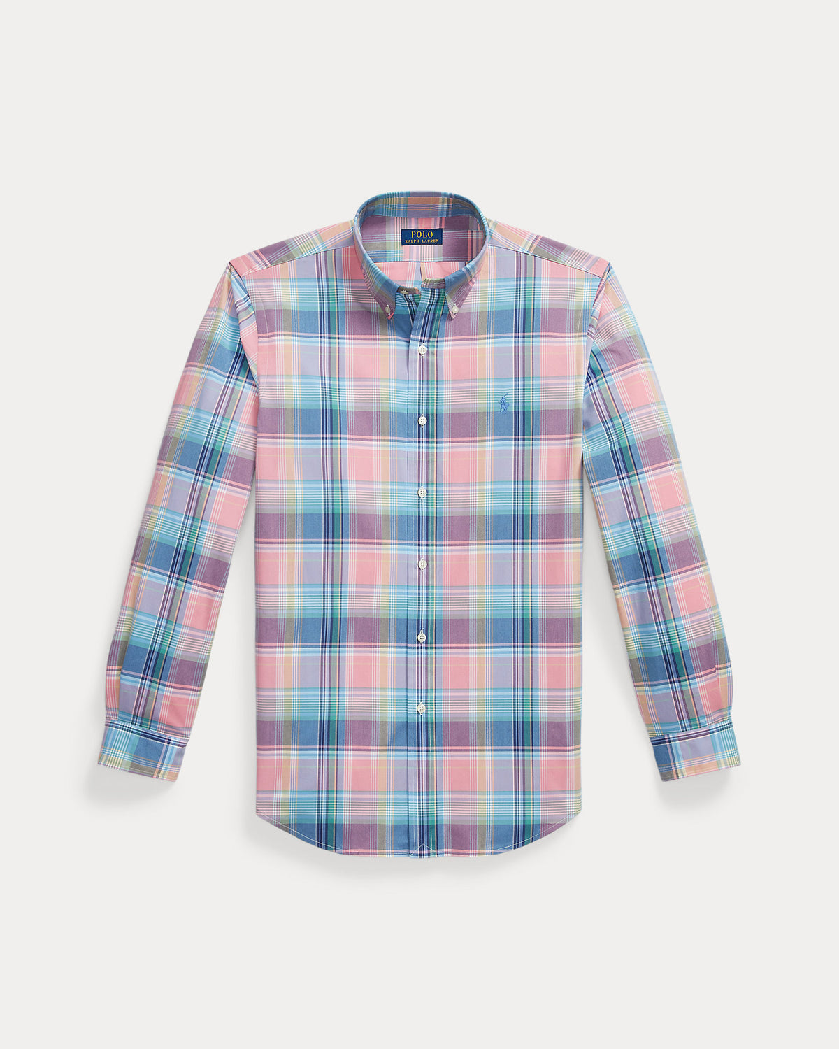 CAMISA CUSTOM FIT DE POPELINA LIGERA A CUADROS PINK BLUE