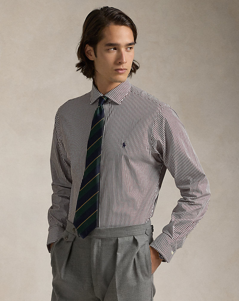 CAMISA EN POPELINA CUSTOM FIT A RAYAS BROWN