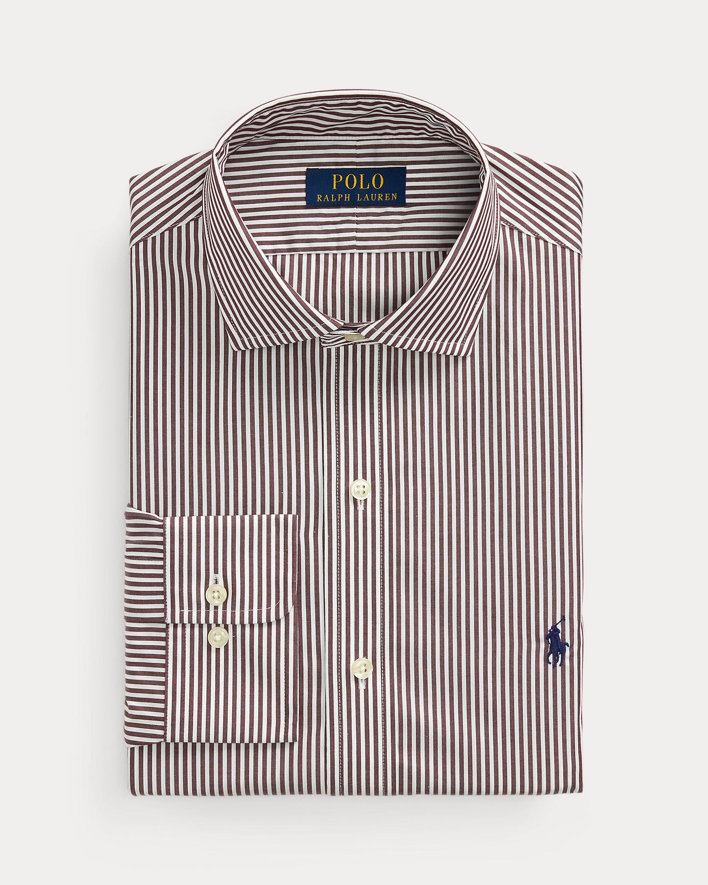 CAMISA EN POPELINA CUSTOM FIT A RAYAS BROWN