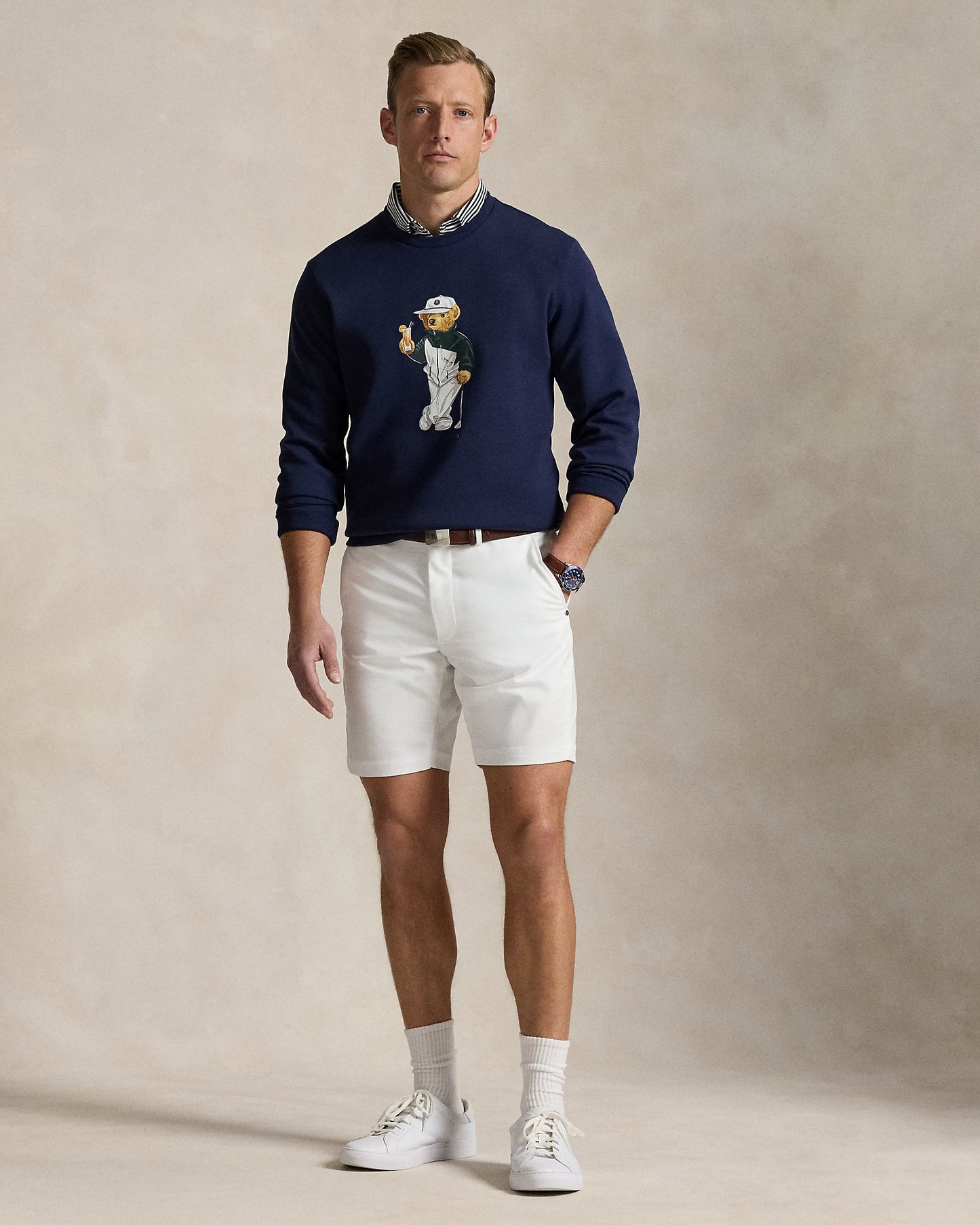 SUDADERA DE ALGODON DE PUNTO CON POLO BEAR FADED BLUE