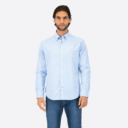 CAMISA NAUTICA EN ALGODON STRETCH A CUADROS
