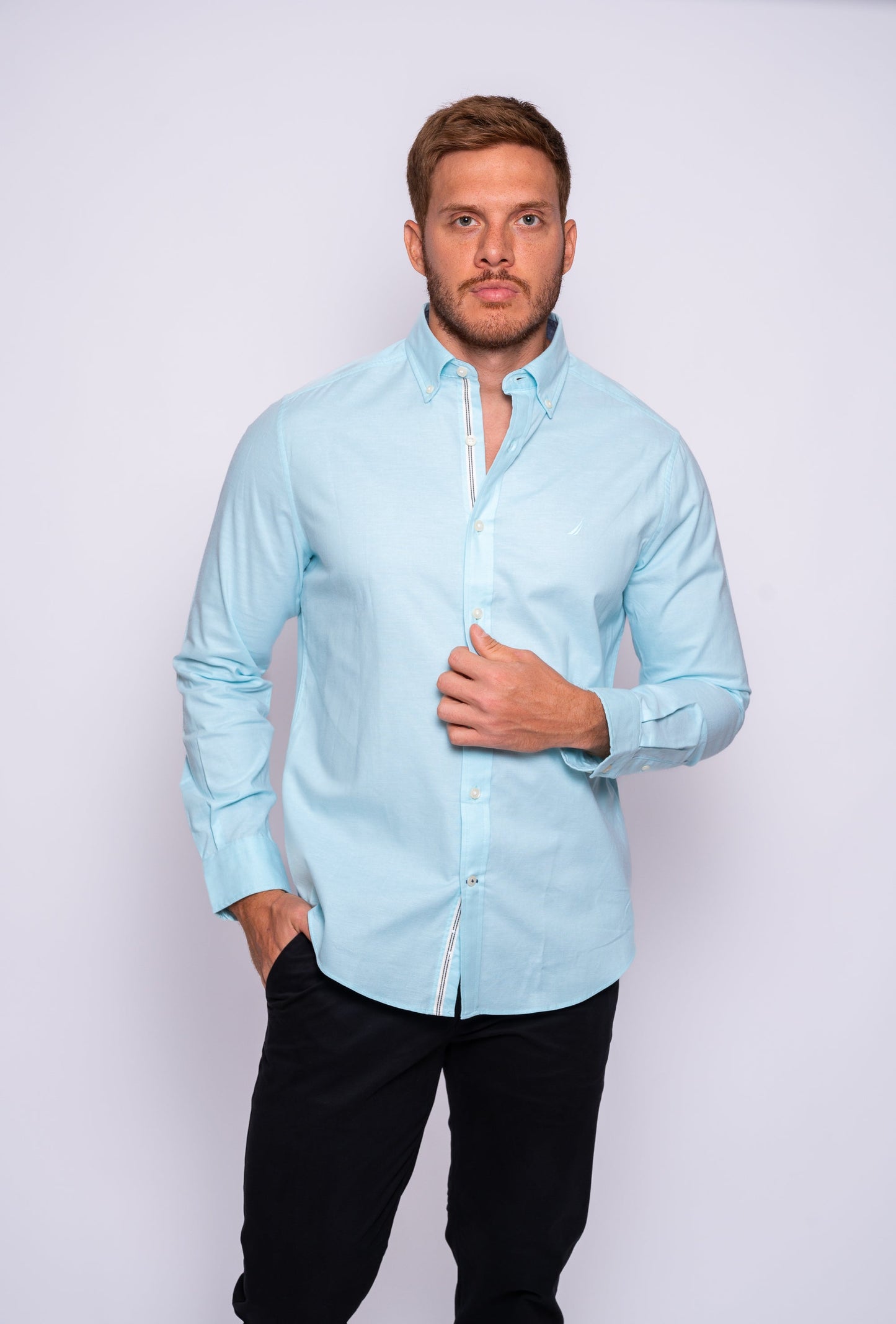 CAMISA NAUTICA EN OXFORD STRETCH LIVIANO AQUA SPLASH