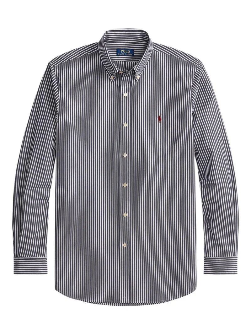 CAMISA CUSTOM FIT DE POPELINA ELASTICA NEWPORT NAVY WHITE