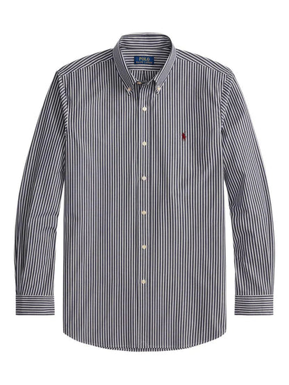 CAMISA CUSTOM FIT DE POPELINA ELASTICA NEWPORT NAVY WHITE