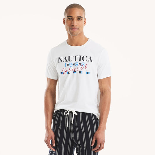 CAMISETA NAUTICA EN ALGODON CON LOGOTIPO BRIGHT WHITE