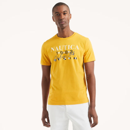 CAMISETA NAUTICA EN ALGODON CON LOGOTIPO OLD GOLD