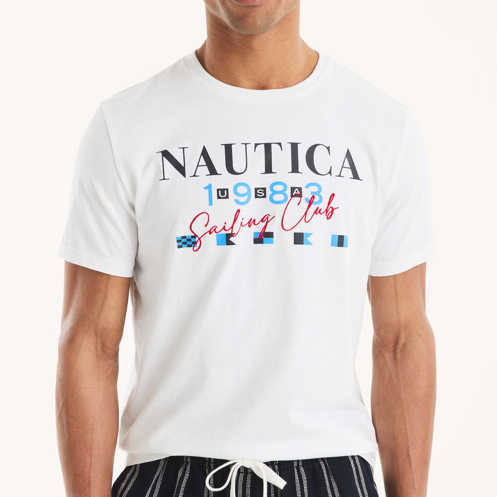 CAMISETA NAUTICA EN ALGODON CON LOGOTIPO BRIGHT WHITE