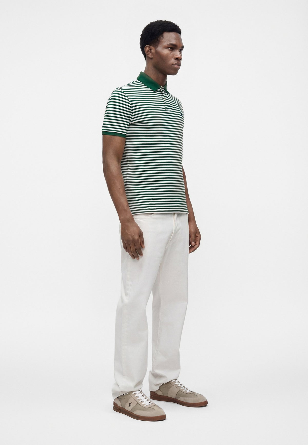 POLO DE PIQUÉ CUSTOM SLIM FIT RAYAS HORIZONTALES FOREST GREEN