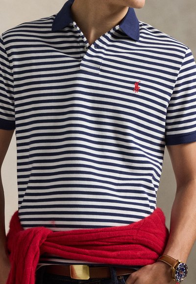 POLO DE PIQUÉ CUSTOM SLIM FIT RAYAS HORIZONTALES NAVY
