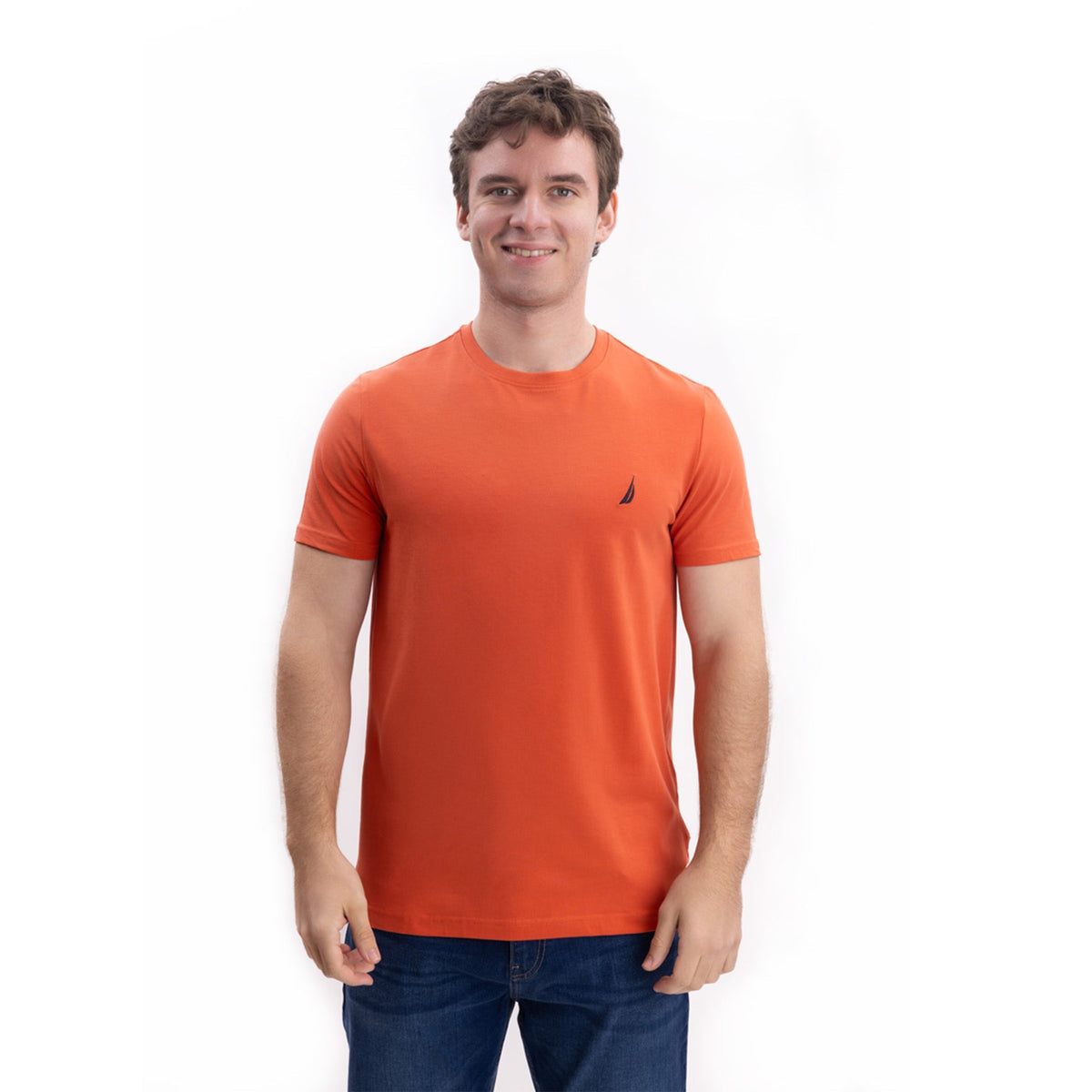 CAMISETA NAUTICA EN ALGODON CON LOGO BORDADO FLEET ORANGE