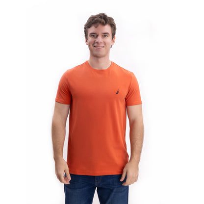 CAMISETA NAUTICA EN ALGODON CON LOGO BORDADO FLEET ORANGE