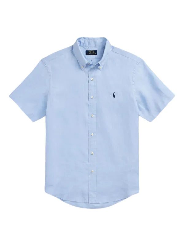 CAMISA CUSTOM FIT MANGA CORTA EN LINO LIGERO OFFICE BLUE