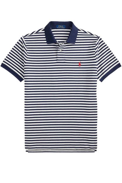 POLO DE PIQUÉ CUSTOM SLIM FIT RAYAS HORIZONTALES NAVY