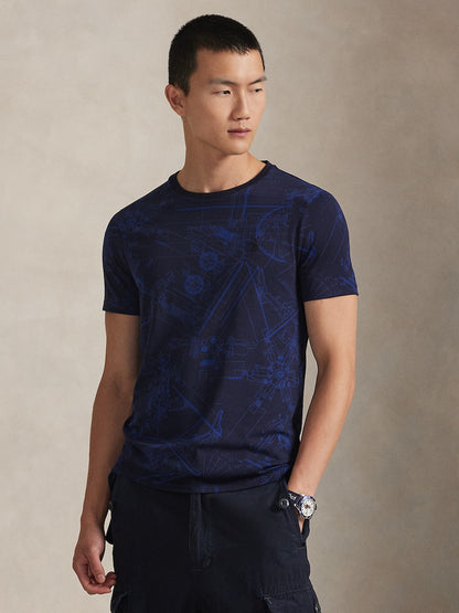 CAMISETA CUSTOM SLIM SCHEMATIC CAMO NAVY