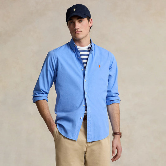 CAMISA CUSTOM FIT DE TWILL AQUA HARBOR ISLAND BLUE