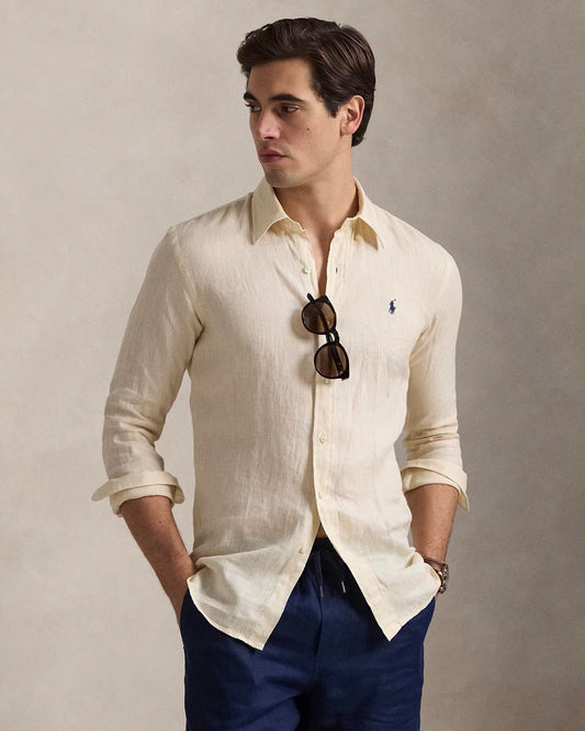 CAMISA CUSTOM FIT DE LINO FULL CREAM