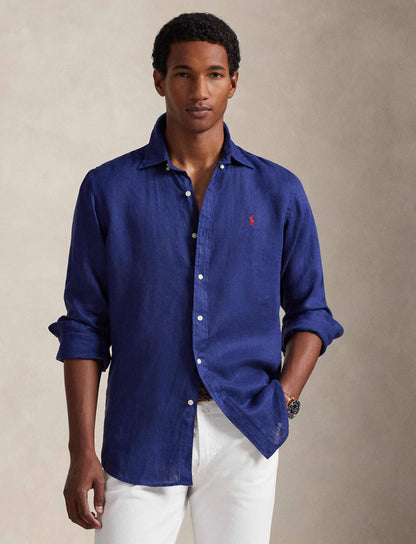 CAMISA CUSTOM FIT DE LINO LIGERO NEW CLASSIC NAVY