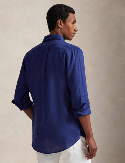 CAMISA CUSTOM FIT DE LINO LIGERO NEW CLASSIC NAVY