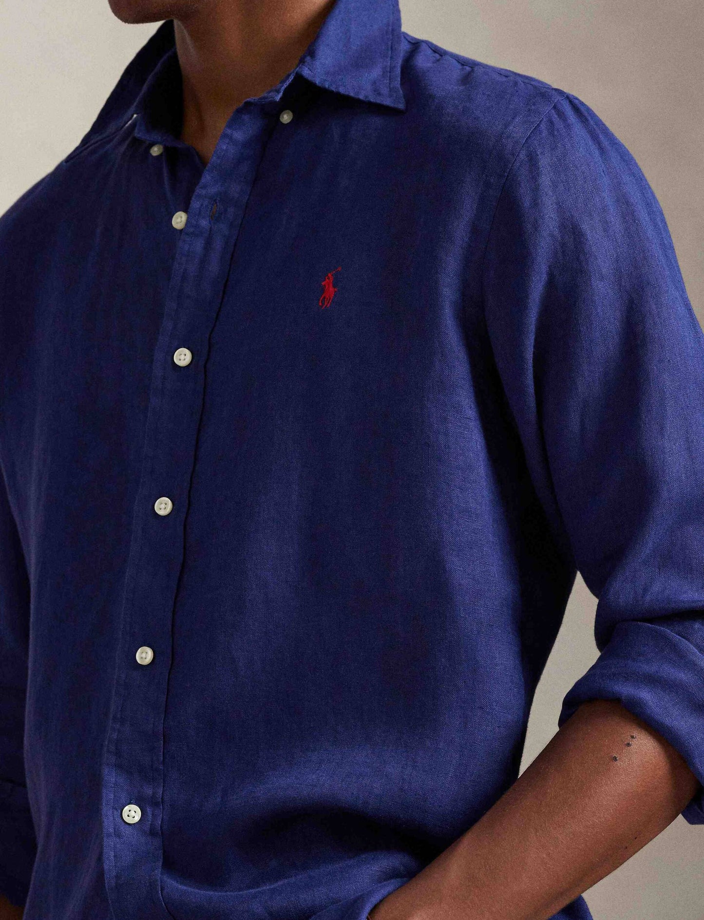 CAMISA CUSTOM FIT DE LINO LIGERO NEW CLASSIC NAVY