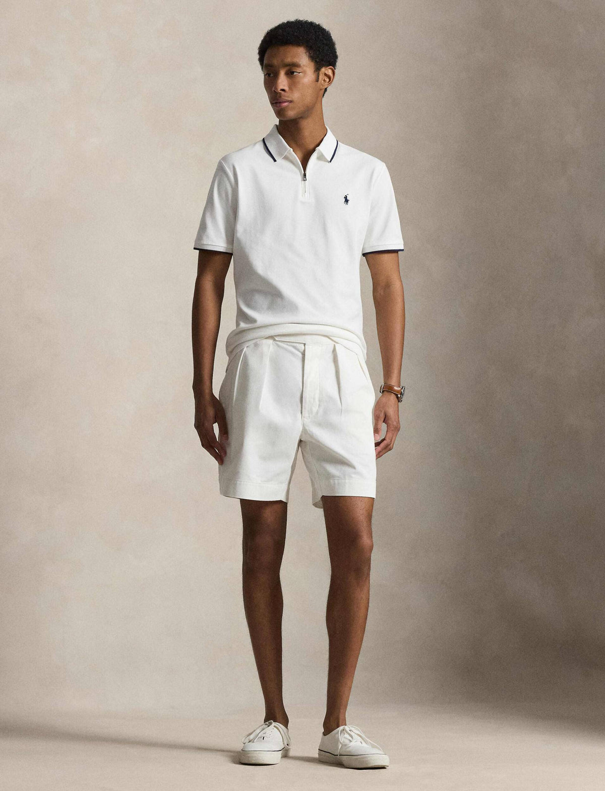 POLO DE PIQUE CLASSIC FIT CON QUARTER-ZIP BLANCO