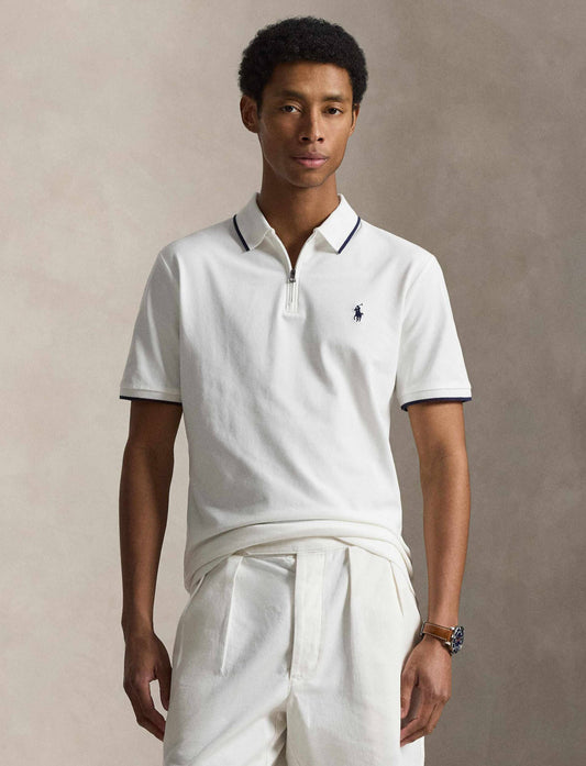 POLO DE PIQUE CLASSIC FIT CON QUARTER-ZIP BLANCO