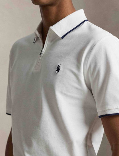 POLO DE PIQUE CLASSIC FIT CON QUARTER-ZIP BLANCO