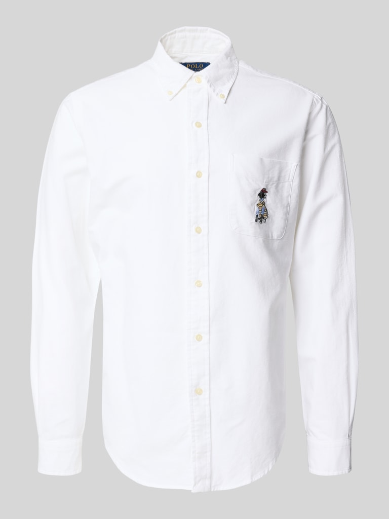 CAMISA CUSTOM FIT EN OXFORD CON BLACK LABRADOR