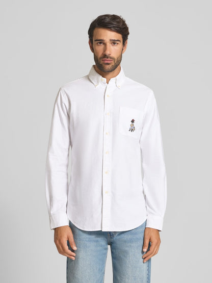 CAMISA CUSTOM FIT EN OXFORD CON BLACK LABRADOR