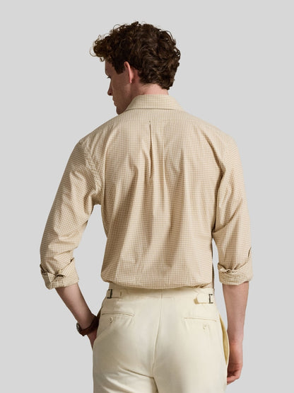 CAMISA CUSTOM FIT DE POPELINA A CUADROS VINTAGE KHAKI