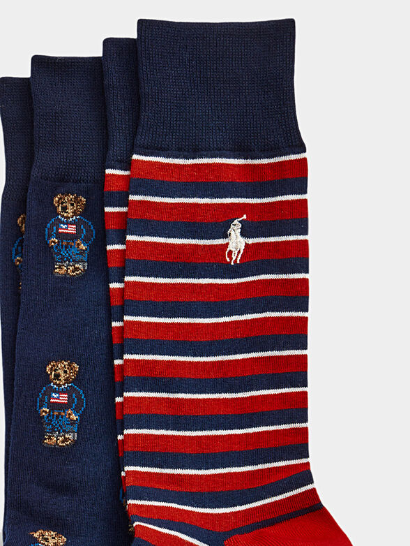 SET DE 2 PARES DE MEDIAS NAVY BEAR Y RAYAS RED/NAVY