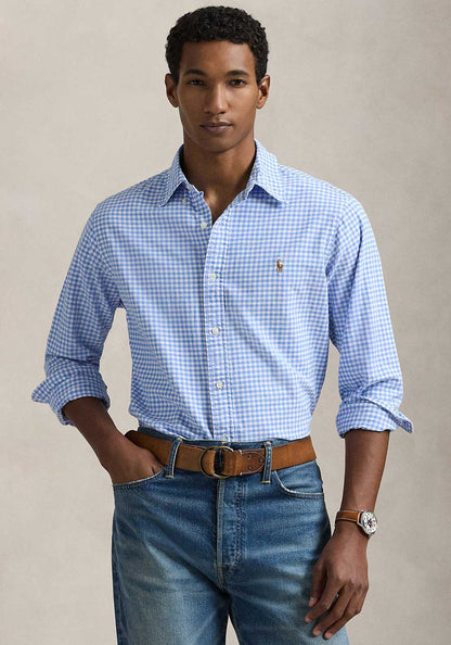 CAMISA CUSTOM FIT OXFORD GINGHAM BRISTOL BLUE