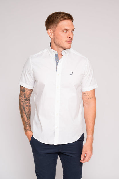 CAMISA MANGA CORTA EN ALGODON POPELINA STRETCH