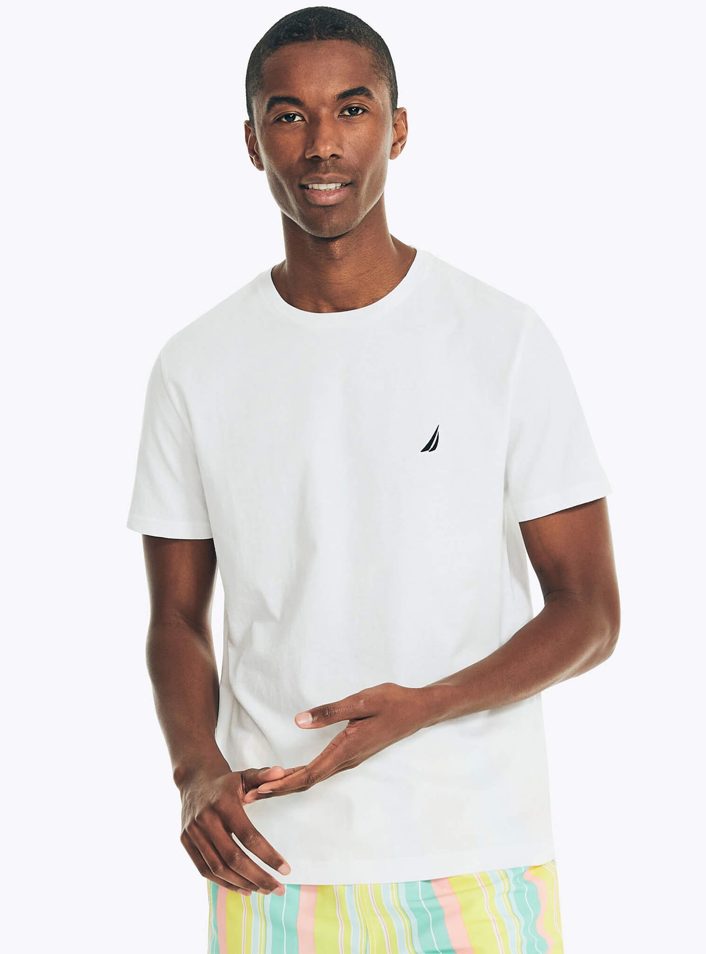 CAMISETA NAUTICA EN ALGODON CON LOGO BORDADO BRIGHT WHITE