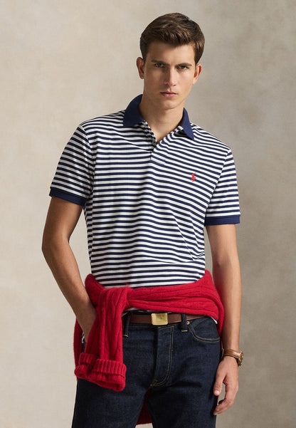 POLO DE PIQUÉ CUSTOM SLIM FIT RAYAS HORIZONTALES NAVY