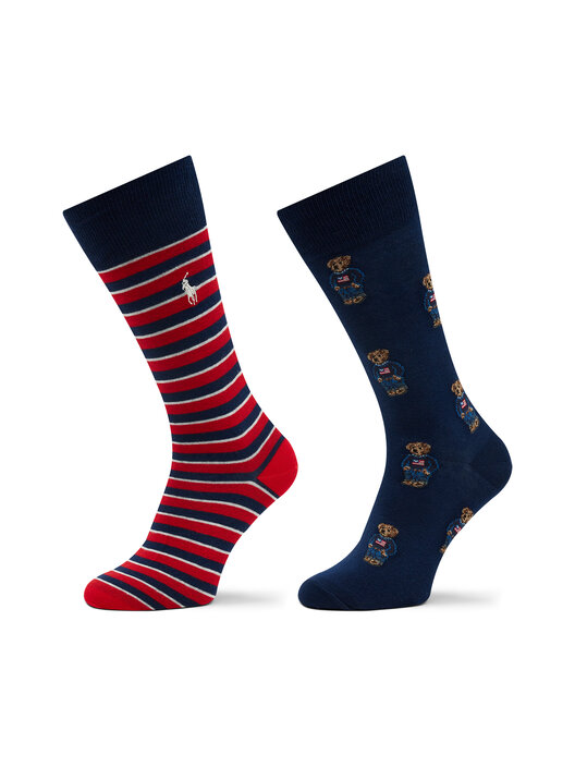 SET DE 2 PARES DE MEDIAS NAVY BEAR Y RAYAS RED/NAVY