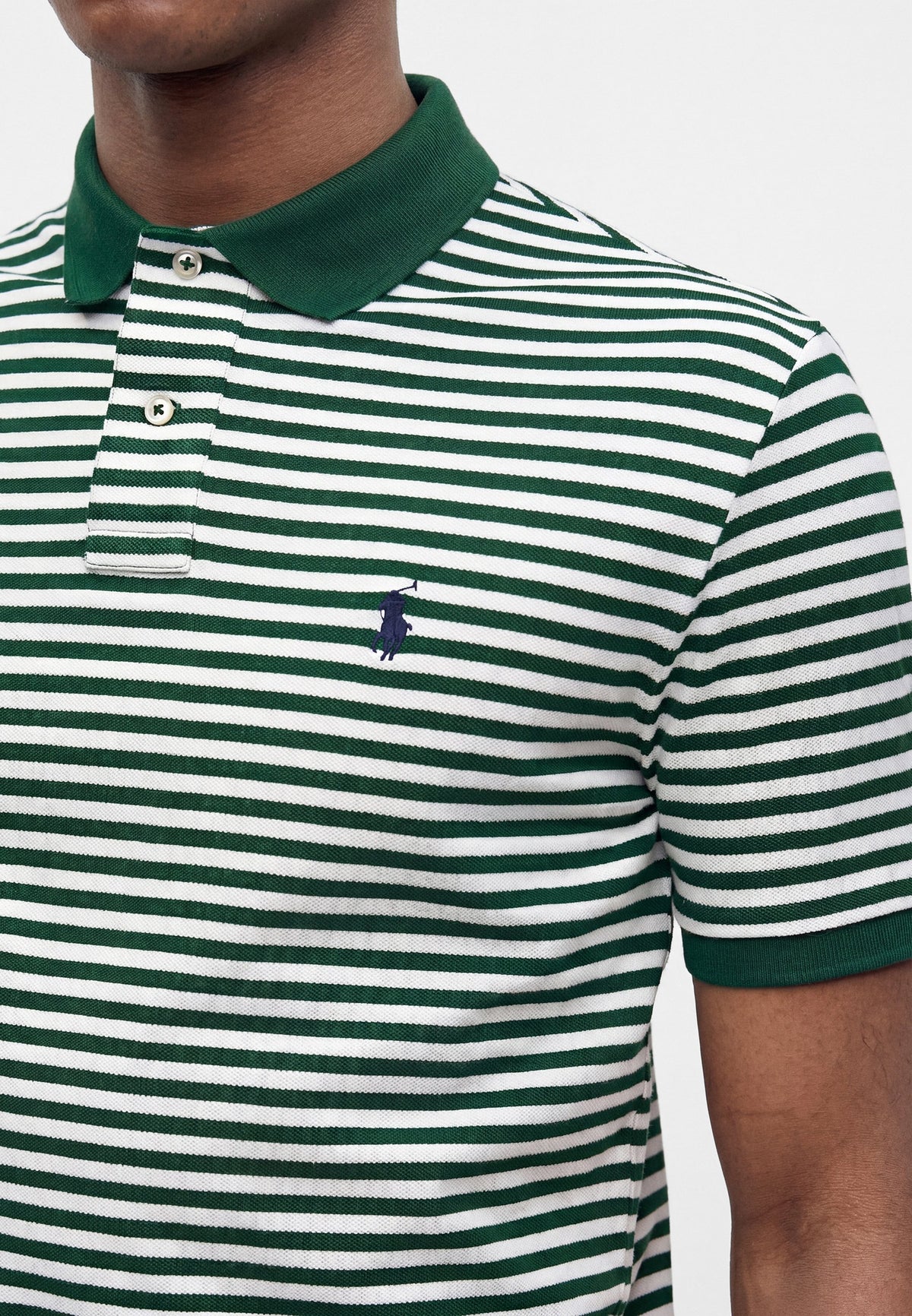 POLO DE PIQUÉ CUSTOM SLIM FIT RAYAS HORIZONTALES FOREST GREEN