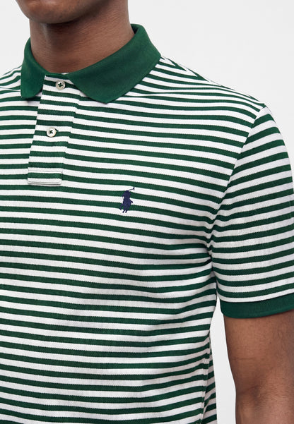POLO DE PIQUÉ CUSTOM SLIM FIT RAYAS HORIZONTALES FOREST GREEN