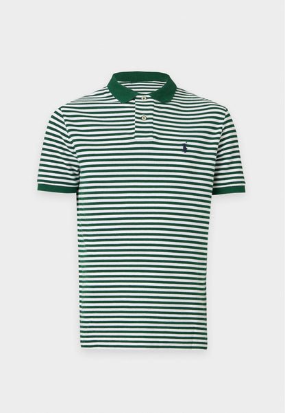 POLO DE PIQUÉ CUSTOM SLIM FIT RAYAS HORIZONTALES FOREST GREEN