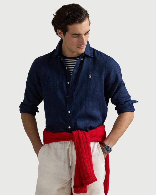 CAMISA CUSTOM FIT DE LINO LIGERO OLD NAVY