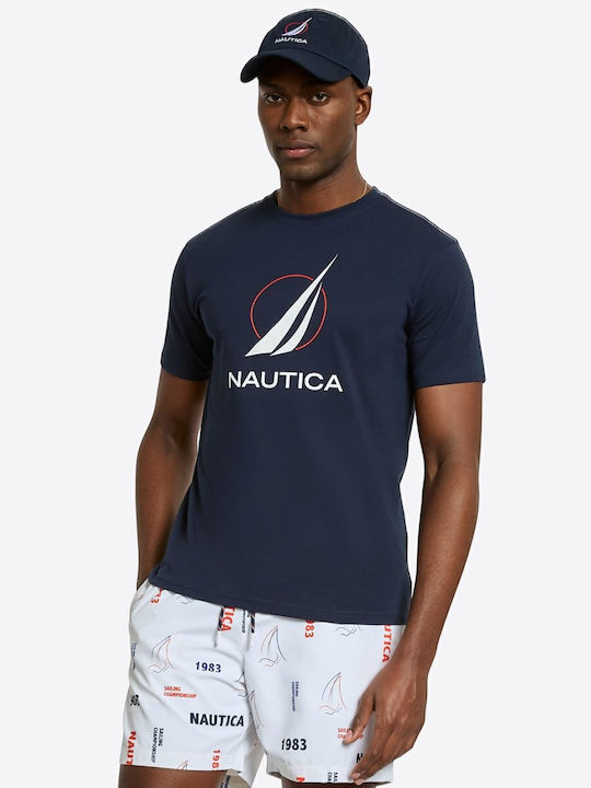 CAMISETA NAUTICA EN ALGODON CON LOGO NAVY