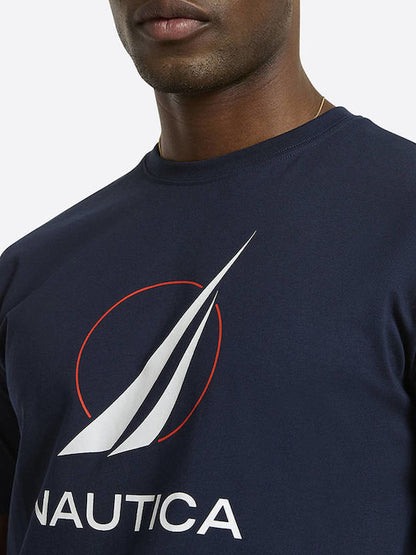 CAMISETA NAUTICA EN ALGODON CON LOGO NAVY